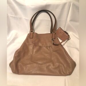 Miu Miu Tan Leather Tote Bag with coin pouch